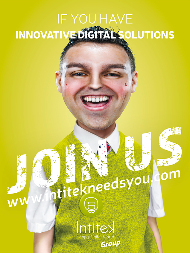 Création affichage publicitaire Intitek – Happy Digital World